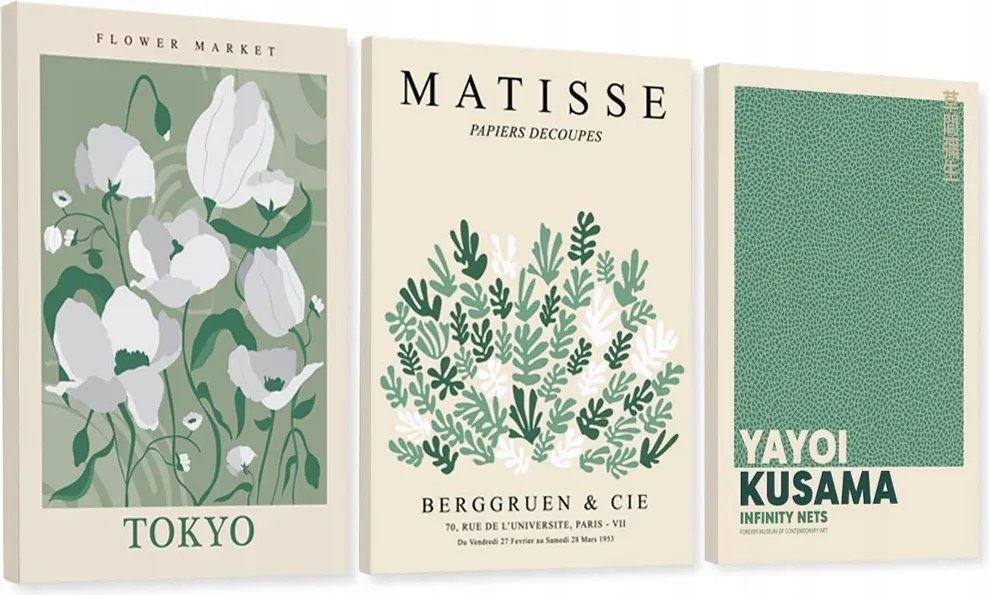 Prémium Vászonkép Matisse Pasztell Absztrakt Zöld Nappali 50x70