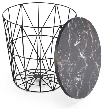 HARISSA konferenciás asztal 41x42 cm fekete/márvány dekor