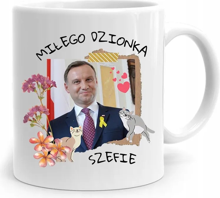 Andrzej Duda Elnök Bögre Szép Napot Nyomtatott Fotóval