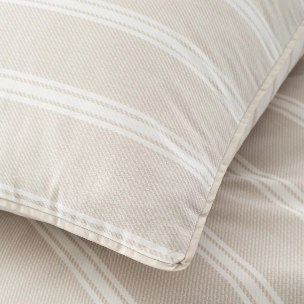 Bézs kétszemélyes pamut ágyneműhuzat 200x200 cm Ashford Stripe – Bianca