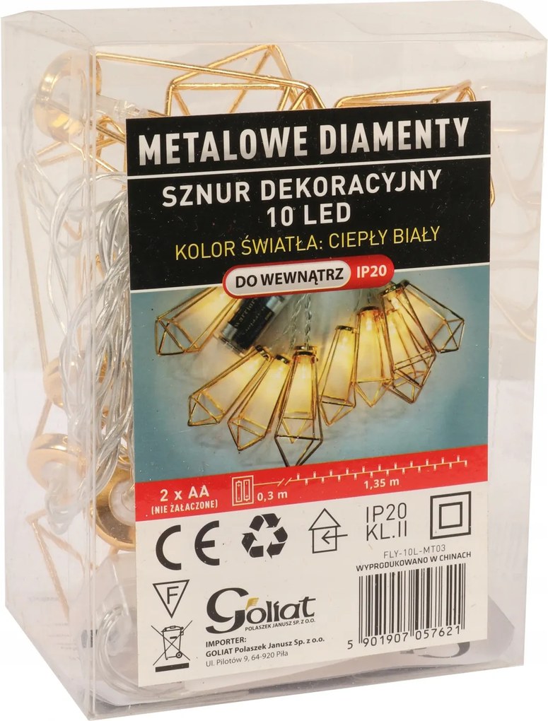 Karácsonyfa Fényfüzér 10 Led Fém