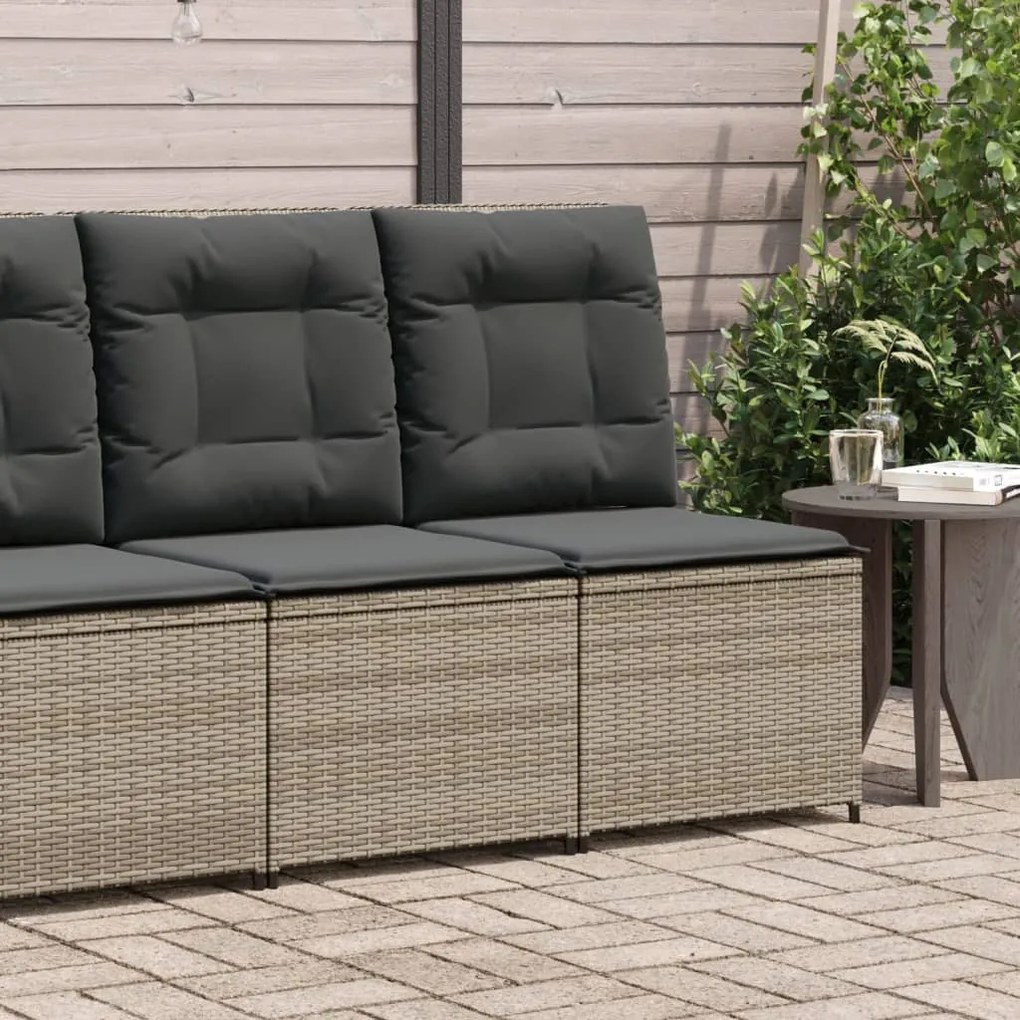 szürke polyrattan dönthető kerti kanapé párnákkal