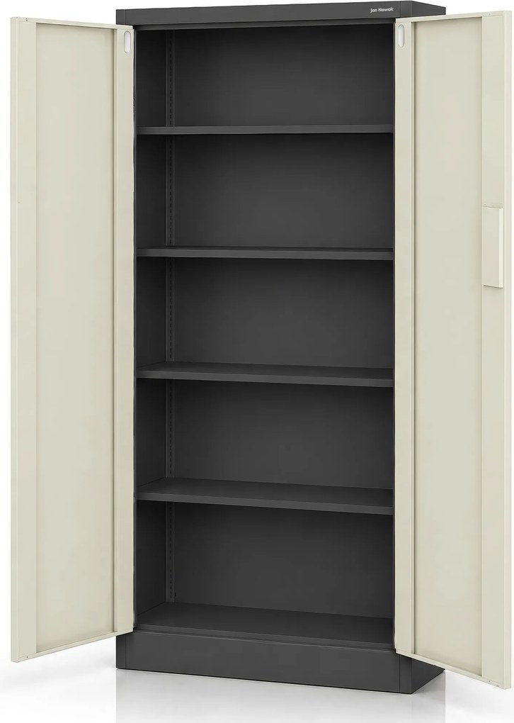Fém irodai szekrény kódzárral, antracit, sonoma tölgy, 900x1850x400 mm: DANIEL Eco Design