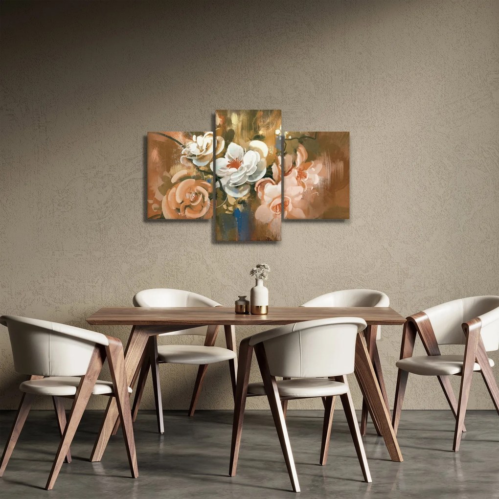 Kép - Festett csokor virág (90x60 cm)