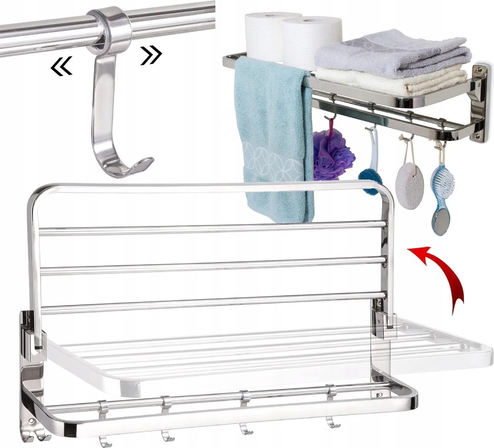 Összecsukható Fali Törölközőtartó Fürdőszoba Polc Létra 5x kampók