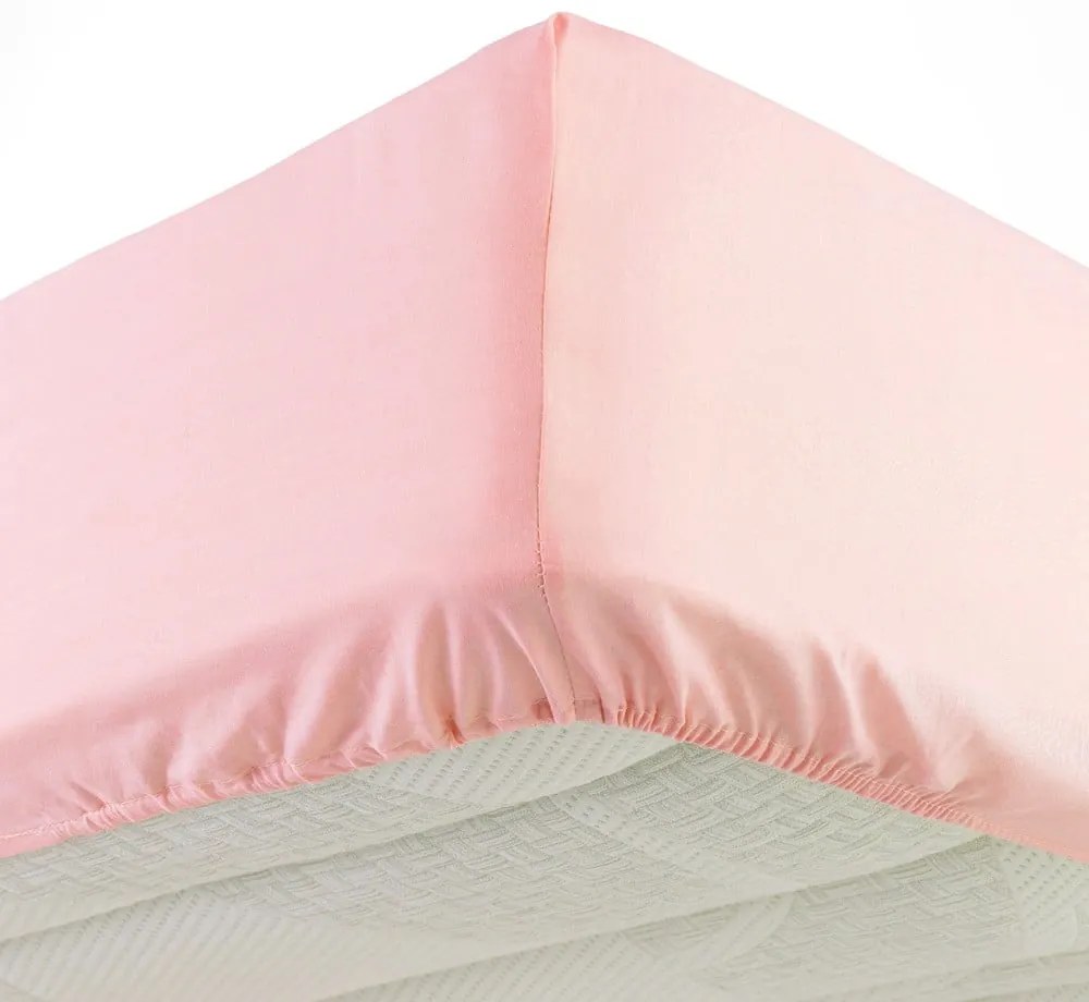 Rózsaszín gumis jersey lepedő 160x200 cm Jersy – douceur d'intérieur