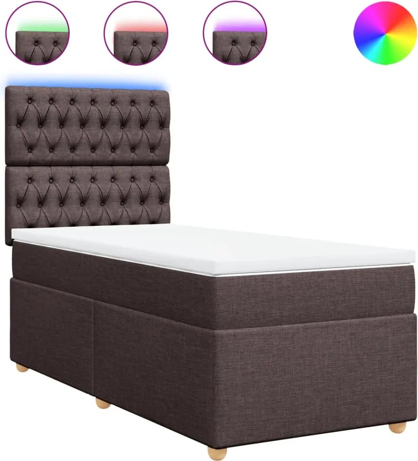 vidaXL sötétbarna szövet rugós ágy matraccal 90 x 190 cm