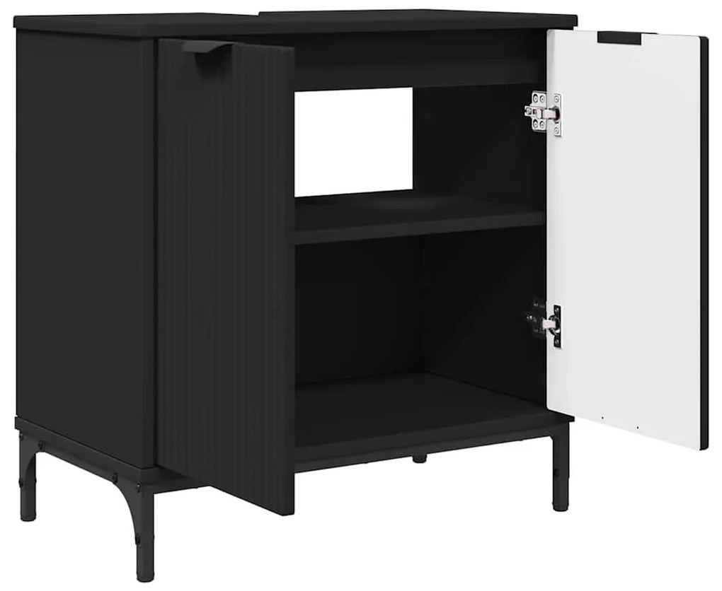 Fürdőszobai mosdószekrény Fekete 60.5 x 33.5 x 61 cm Faanyag