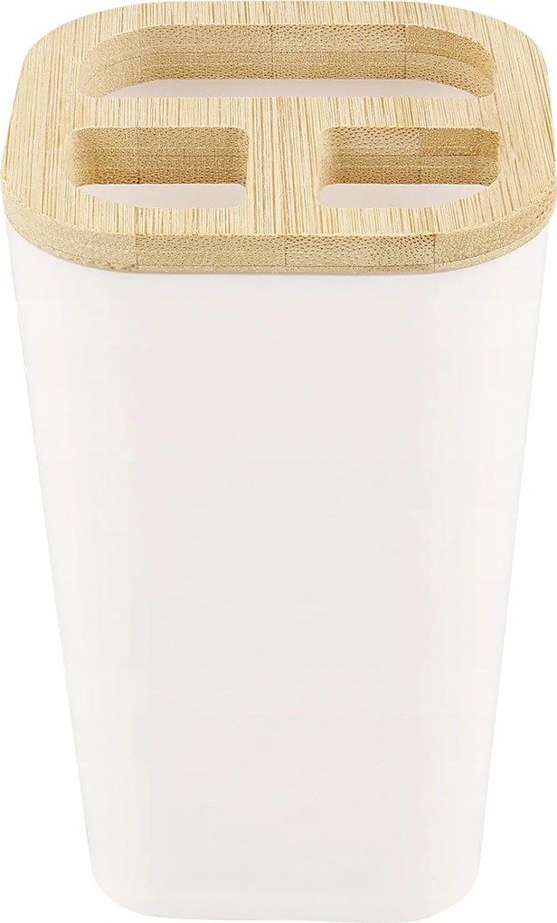 Bögre Fogkefetartó Műanyag Fehér Bambusz Tároló Rendszerező