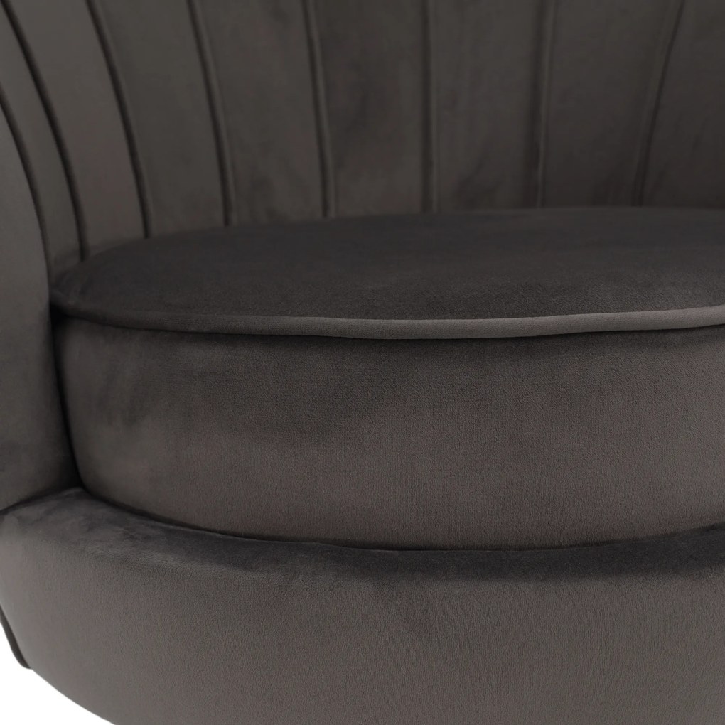 Art-deco stílusú fotel, szürkésbarna Velvet szövet/gold arany króm, NOBLEO