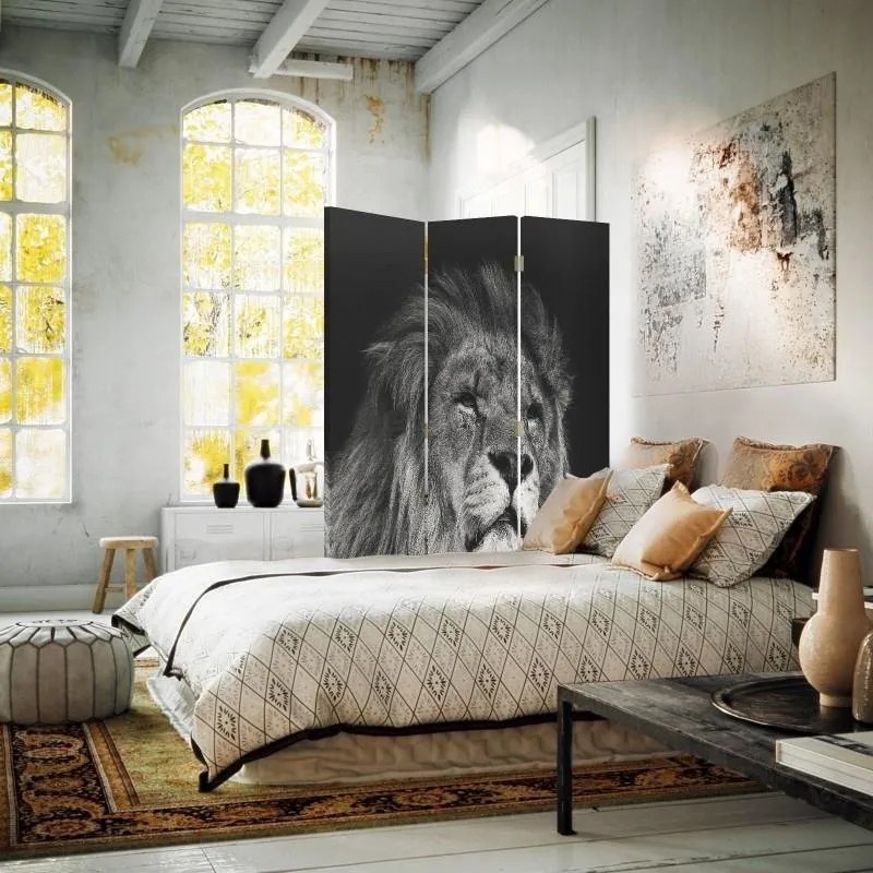 Gario Paraván Lion fekete-fehérben Méret: 110 x 170 cm, Kivitelezés: Klasszikus paraván