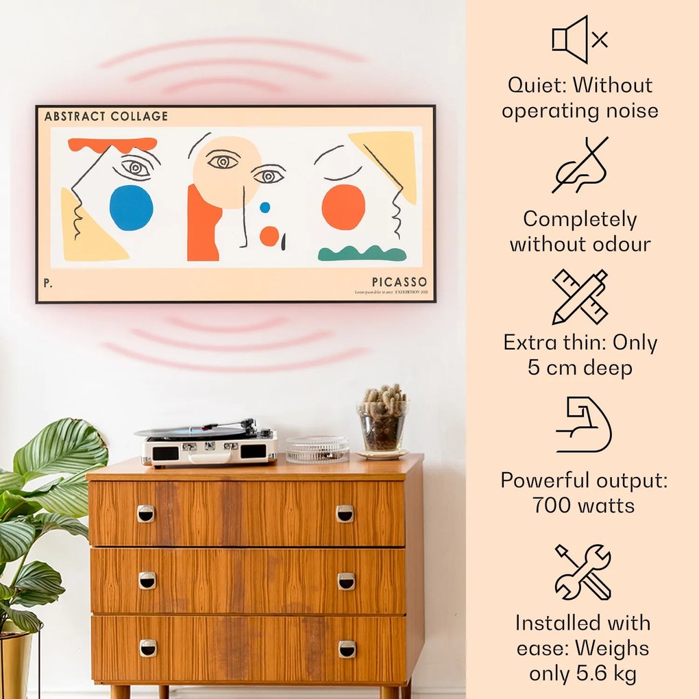 Klarstein Wonderwall Air Art, infravörös smart hősugárzó, 60 x 120 cm, 700 W, fali installáció, applikációval vezérelhető, absztrakt