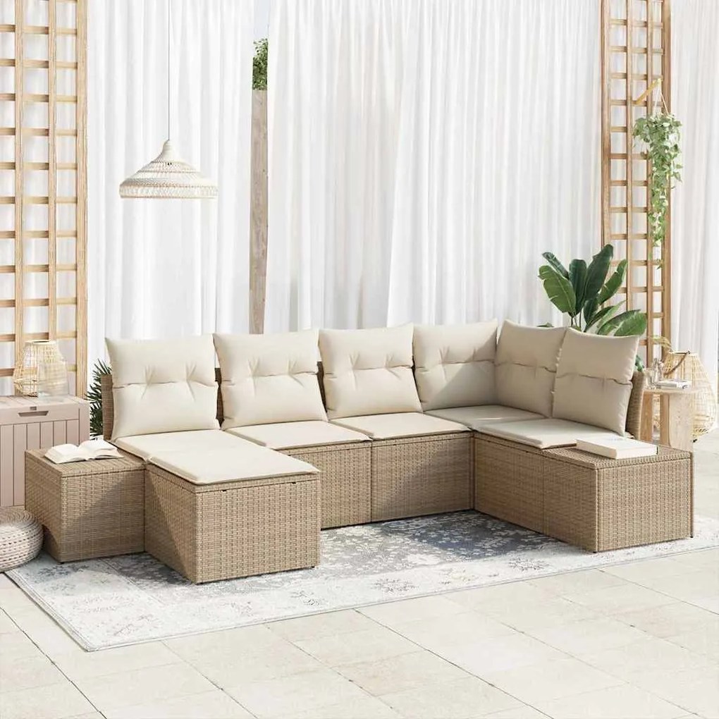 Kerti Kanapé Szett 6 pcs bézs és krémszínű 264 x 154 x 85 cm