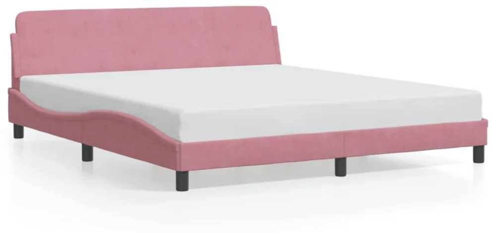rózsaszín bársony ágykeret fejtámlával Dover 180x200 cm