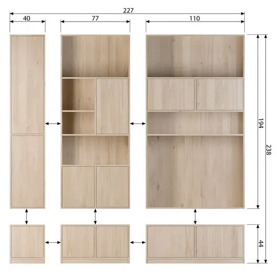 Natúr színű moduláris TV-állvány tölgyfa dekorral 77x44 cm Modulair – vtwonen