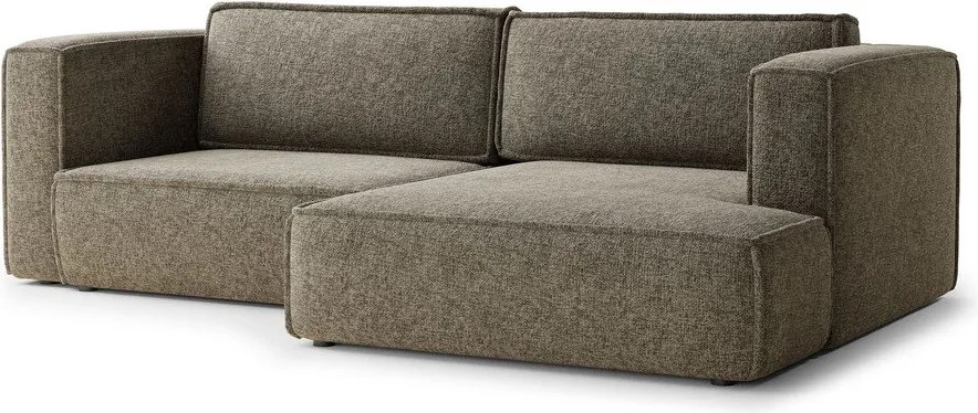 Barna zsenília kinyitható-tárolóhelyes sarokkanapé (jobb oldali-heverő résszel) Velto – Maison de Rêve