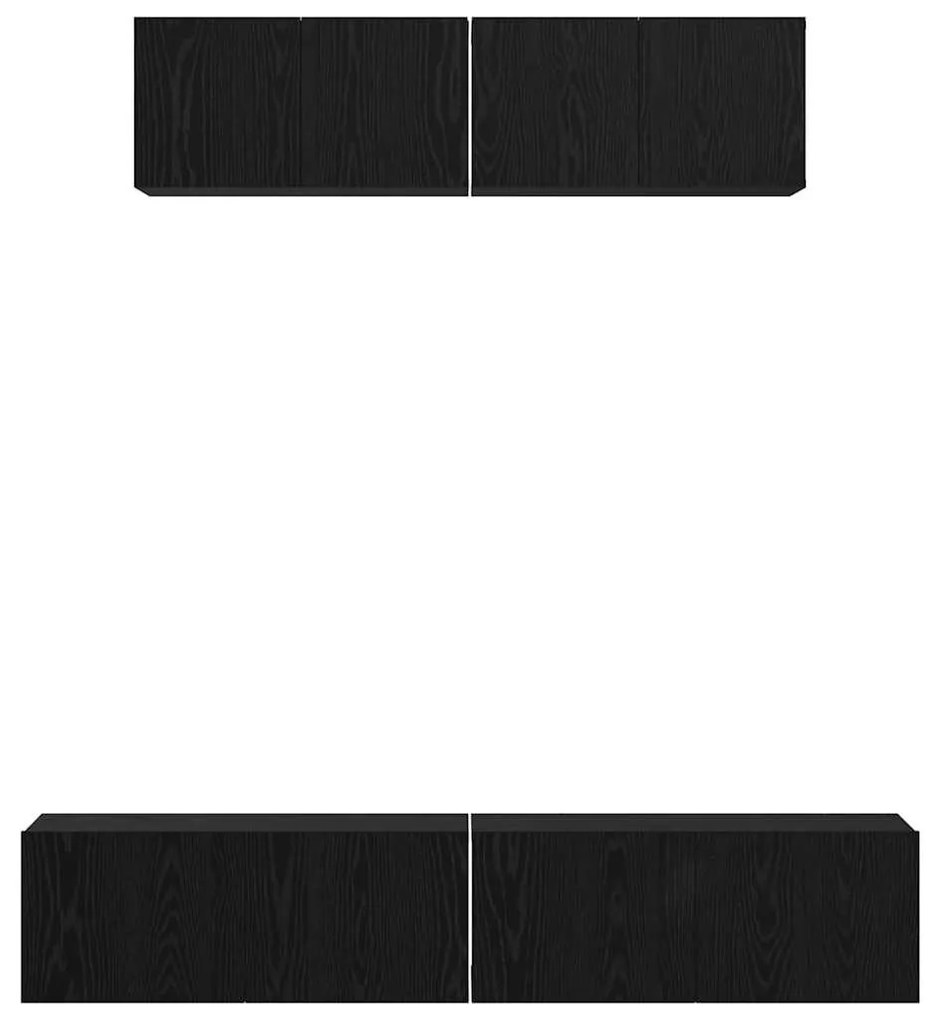 Fali TV Szekrény 4 pcs Fekete tölgy Kicsi 80 x 30 x 30.5 cm