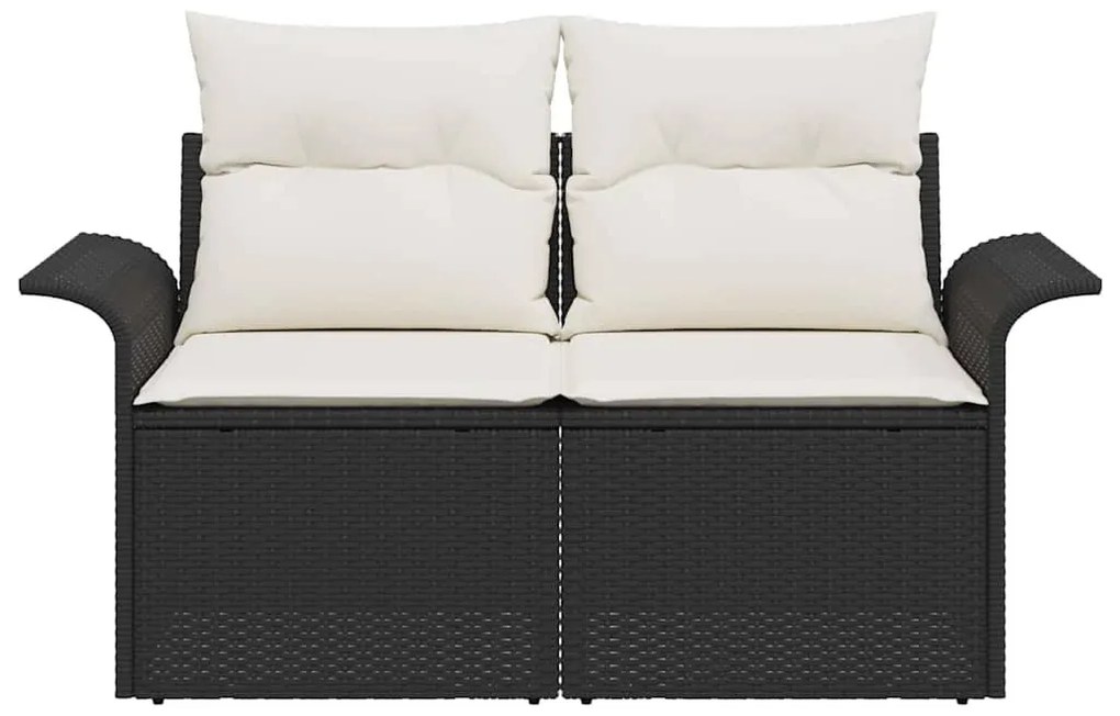 Kerti kanapé párnával Fekete 141 x 62 x 69 cm polirattan