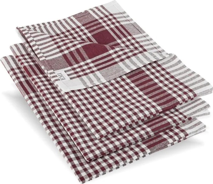EMI bordó kockás konyharuha szett 3 db