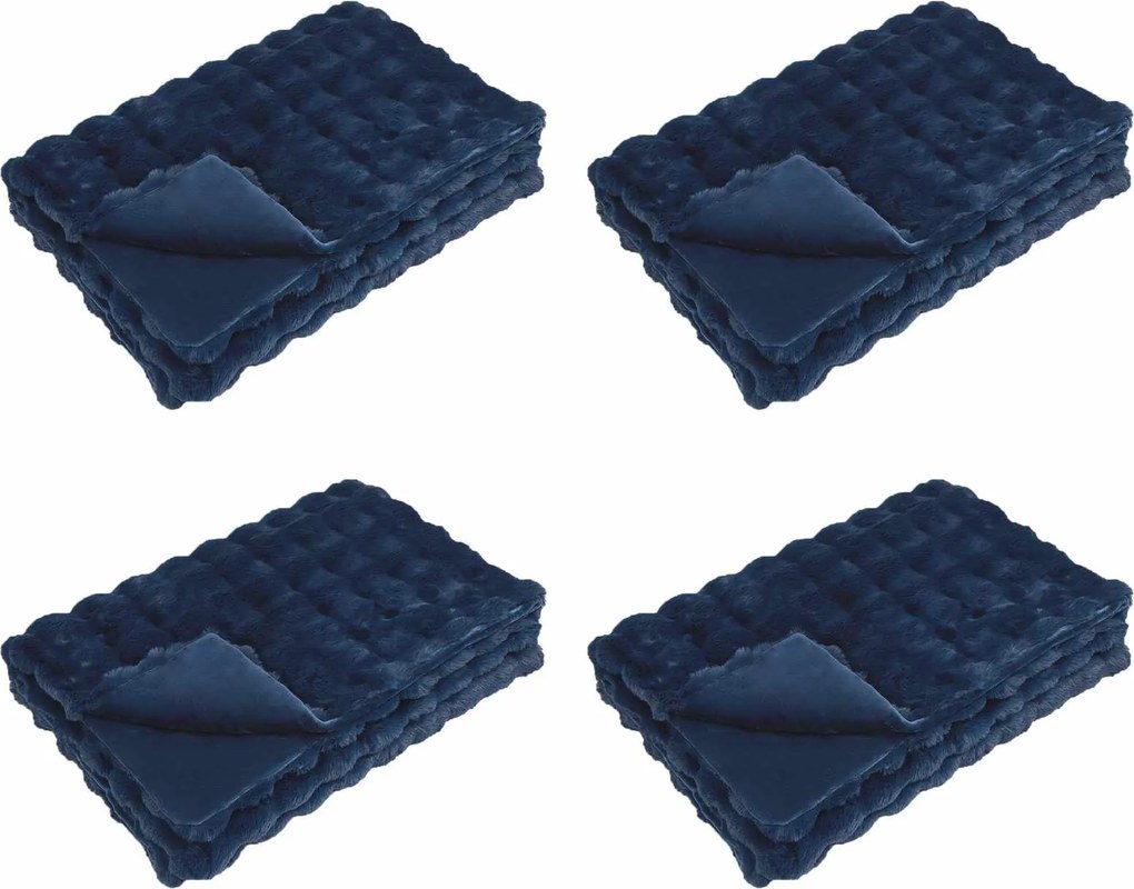 vidaXL Csúszásgátló műszőrme takaró Olite 4 pcs Tengerkék 130 x 150 cm