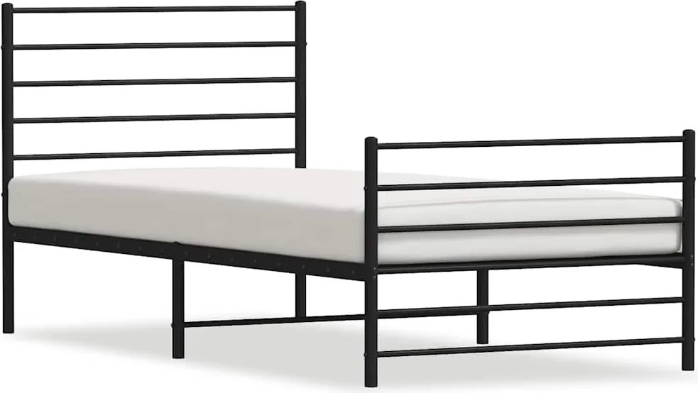 vidaXL fekete fém ágykeret fej- és lábtámlával 100 x 190 cm