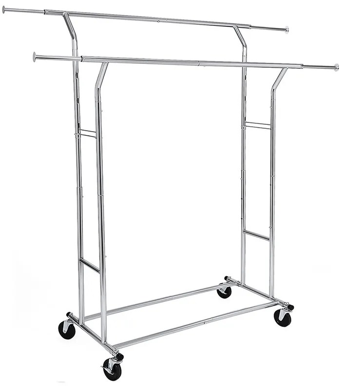 Állítható magasságú és szélességű ruhatartó állvány, ezüst