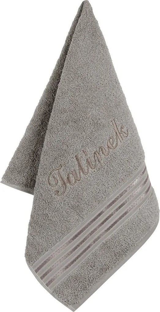 Bellatex Apa frottír törölköző hímzéssel sötétszürke, 50 x 100 cm