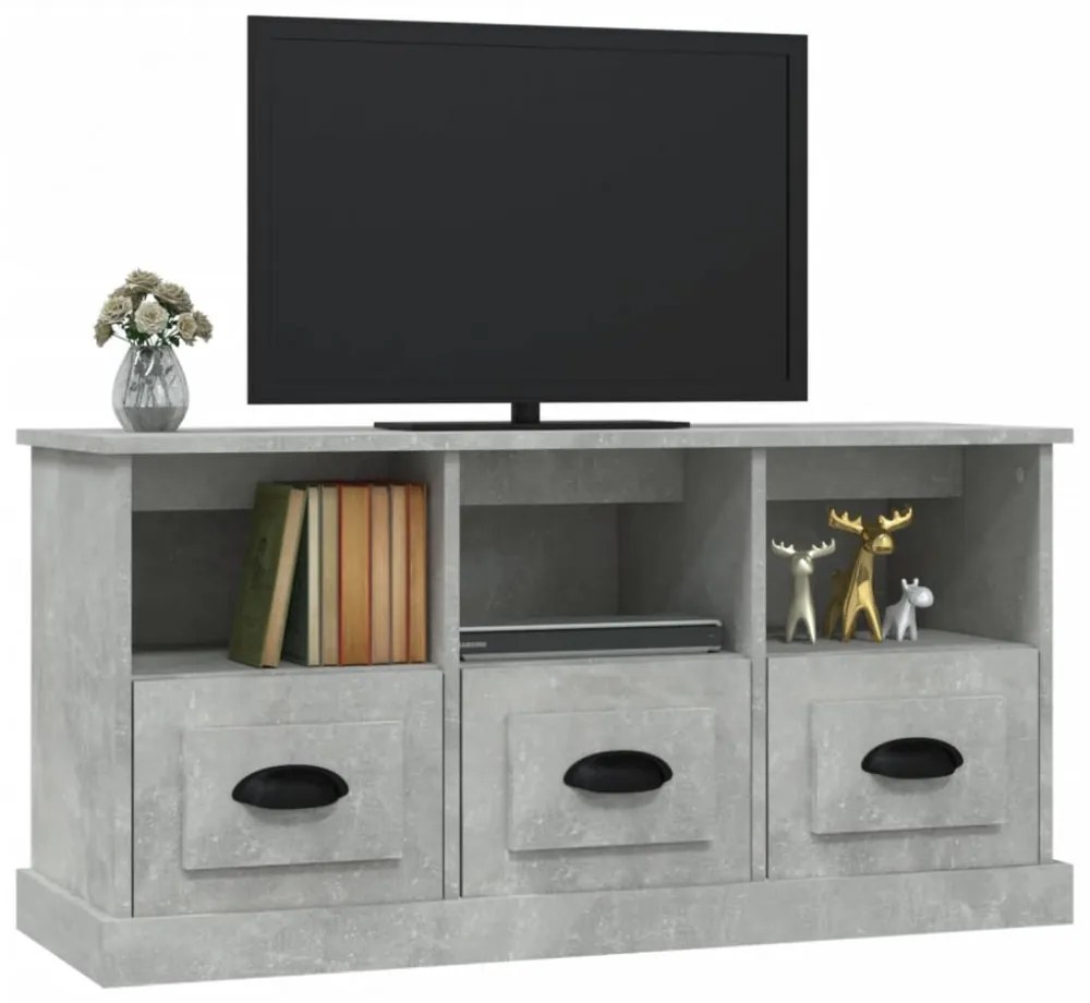 betonszürke szerelt fa TV-szekrény 100x35x50 cm