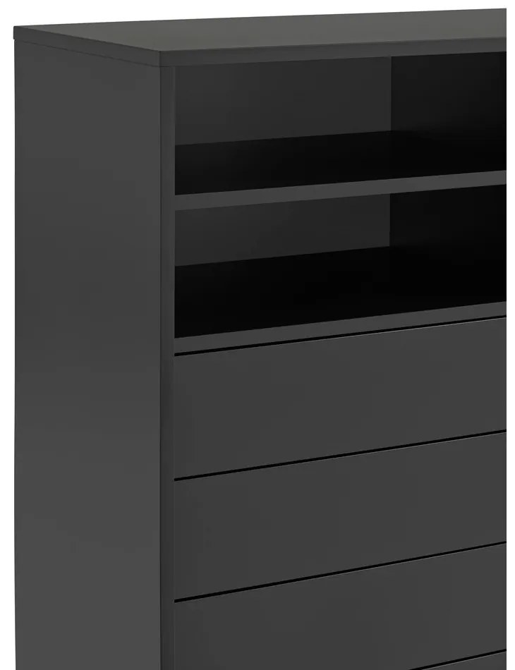 Fekete-antracitszürke magas komód tolóajtóval 120x140 cm Nube – Teulat
