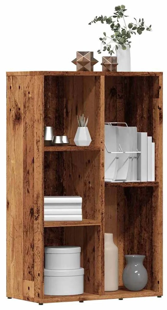antik fa színű szerelt fa könyvszekrény 50x25x80 cm