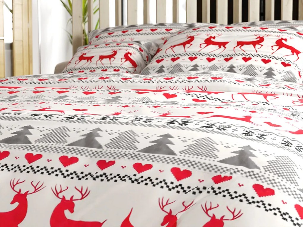 Flanel ágynemű DEER DREAMS fehér Ágyneműhuzat mérete: 70 x 90 cm | 140 x 220 cm