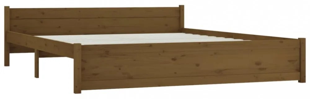 mézbarna tömör fa ágykeret 200x200 cm