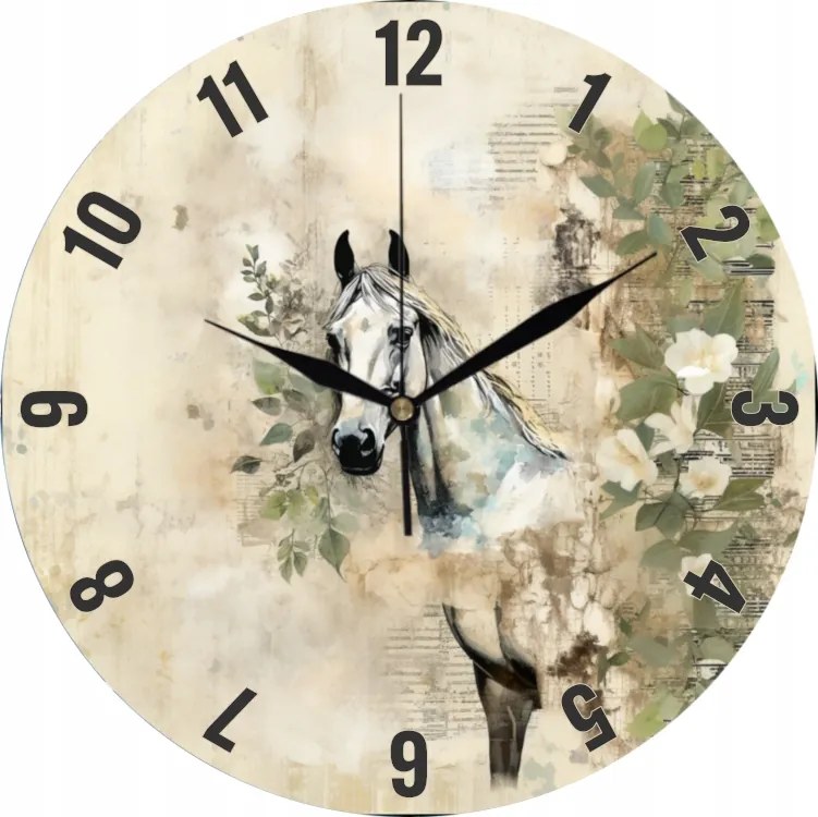 Falióra Dekoratív gyönyörű full print Ló virágokkal 35 cm