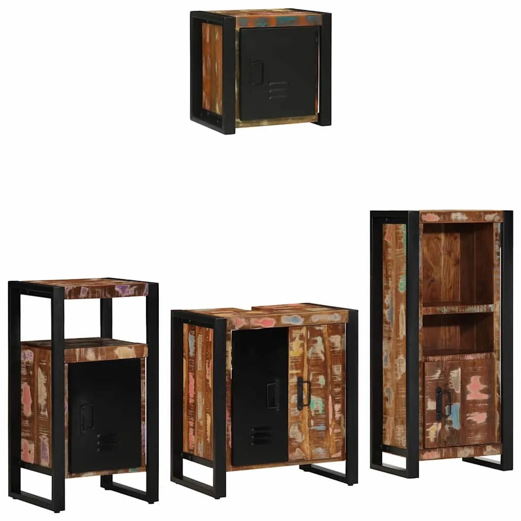 Fürdőszoba bútor szett 4 pcs Szilárd újrahasznosított fa
