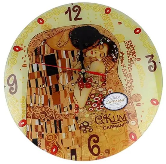 Klimt A Csók üveg falióra 30 cm