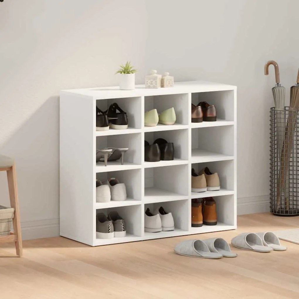 Cipősszekrény polcokkal Fehér 77.5 x 30 x 67 cm Faanyag