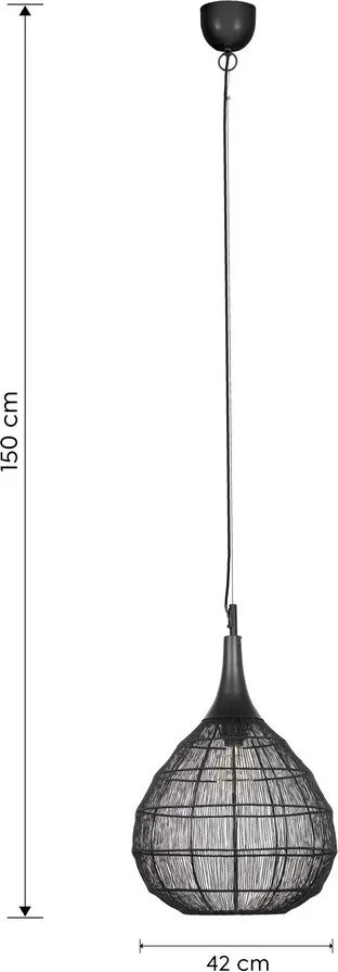 Matt fekete függőlámpa fém búrával Soraya – Trio