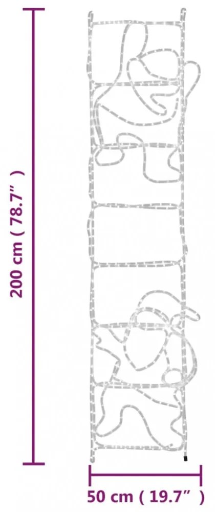 összecsukható Mikulás a létrán figura 552 LED-del 50 x 200 cm