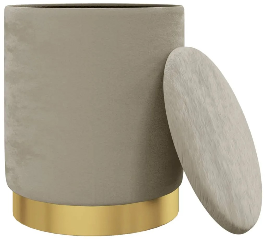 sötétszürke kerek bársonyülőke tárolóval 31 x 37 cm