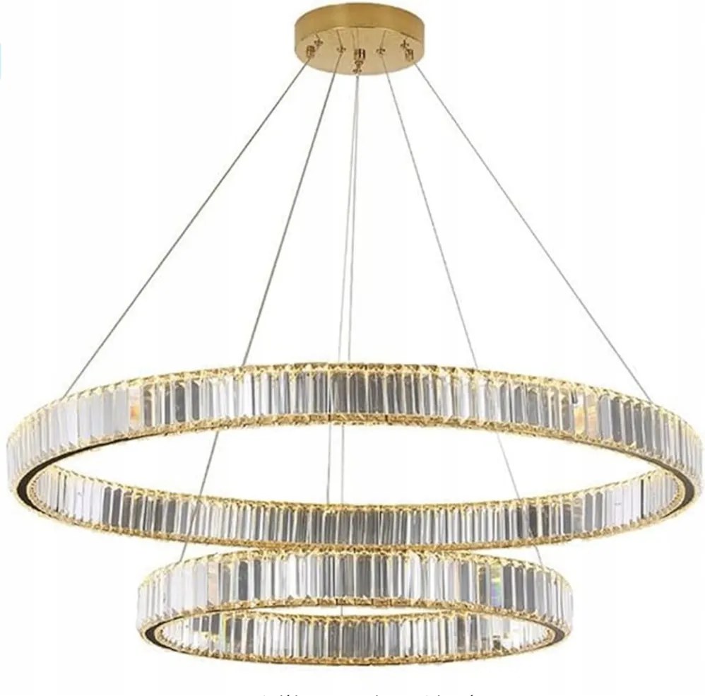 Led Függő Lámpa Kristály Csillár Bohemia 80/40Cm 40W Sárgaréz Iluminar