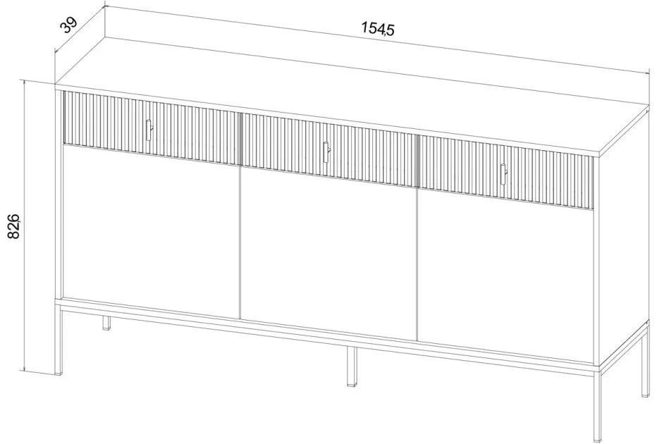Komód Fekete Színben MAGGIORE MA03. 155 cm.