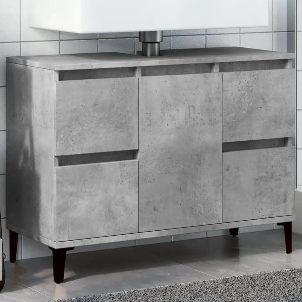 betonszürke szerelt fa mosdószekrény 80 x 33 x 60 cm