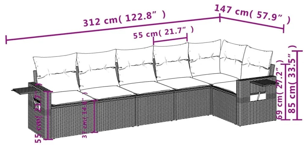 6 részes szürke polyrattan kerti ülőgarnitúra párnákkal