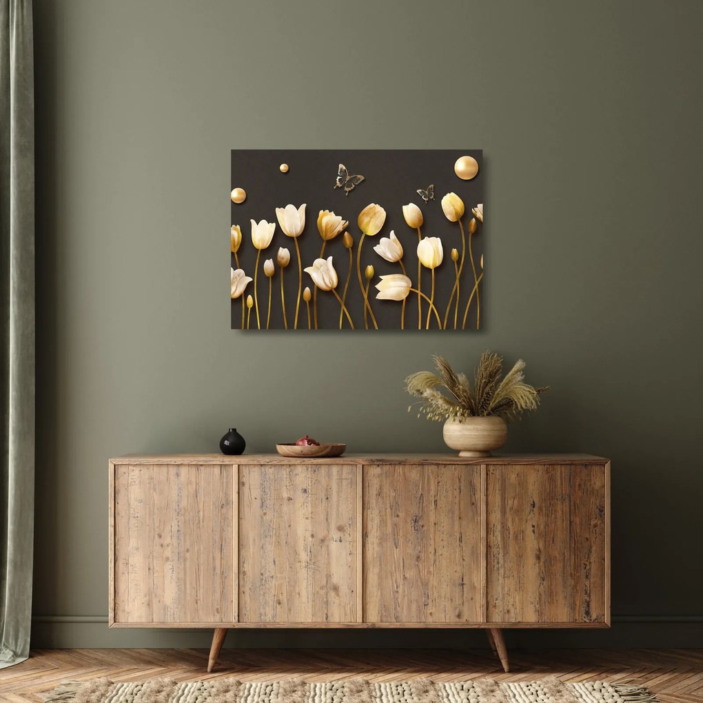 Kép - Tulipánok - absztrakt (üvegen) (70x50 cm)