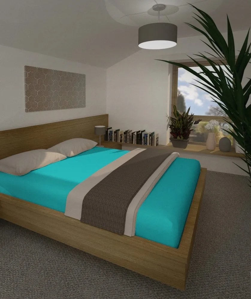 Frottír lepedő gumiszalaggal 180x200cm 30 ciánkék