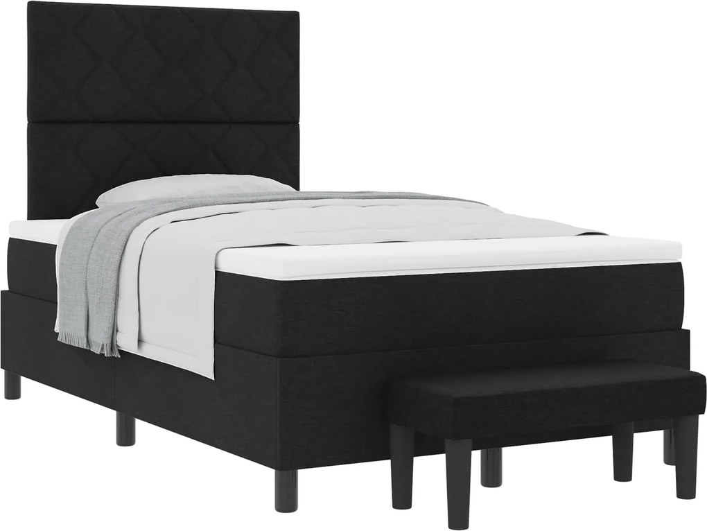 vidaXL Boxrugós ágy matracmal fejtámlával Fekete 120 x 190 cm szövet