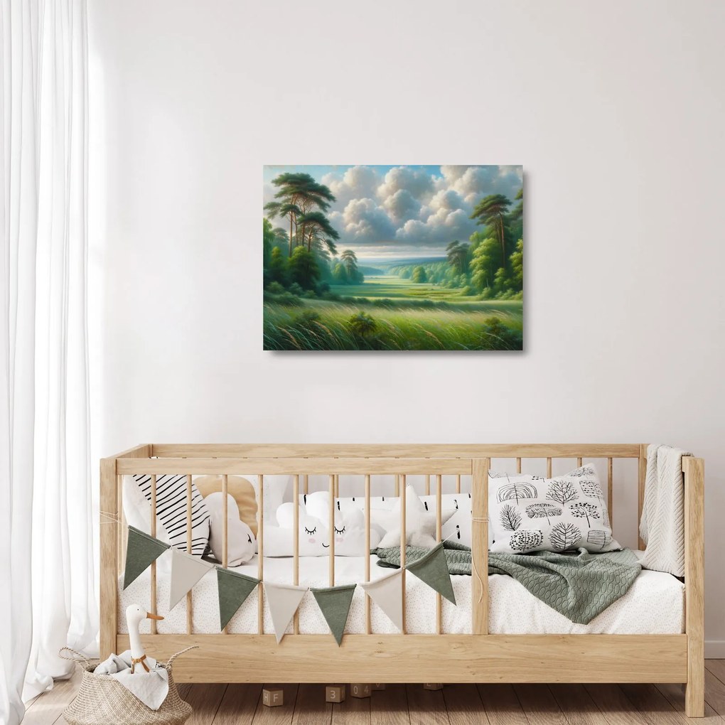 Üveg kép - Zöld táj (70x50 cm)