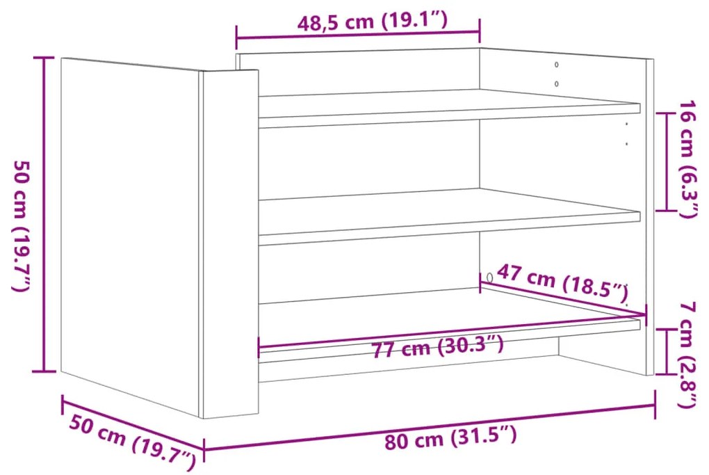betonszürke szerelt fa dohányzóasztal 80 x 50 x 50 cm