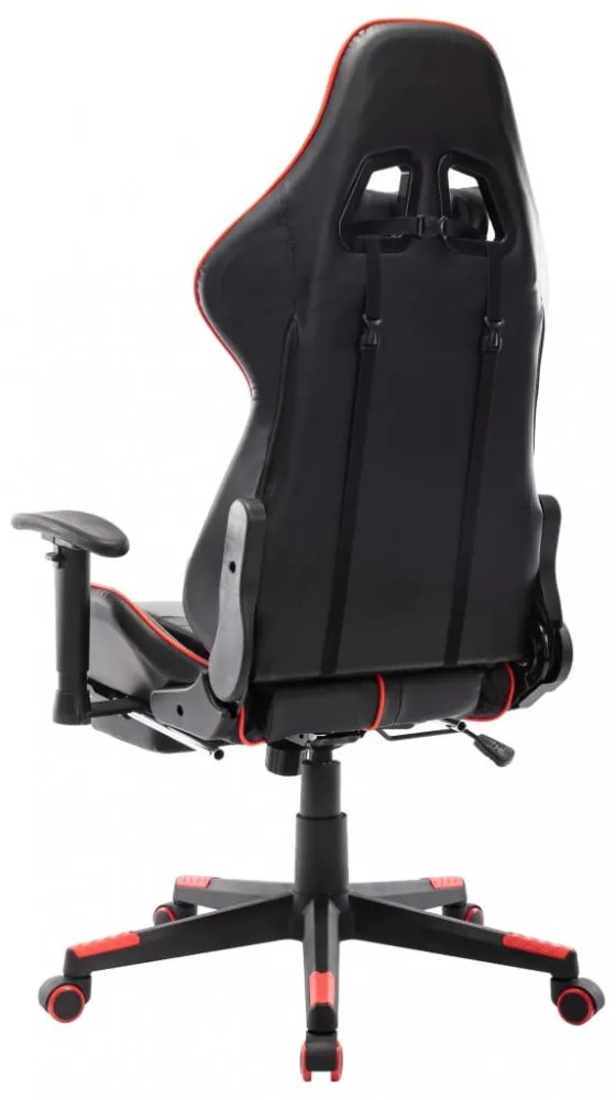 fekete és piros műbőr gamer szék lábtámasszal
