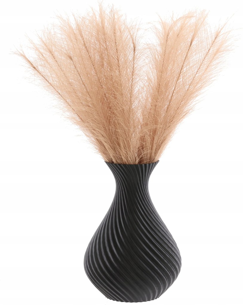 Váza művirág üveg 3D fekete magas 25cm dekoratív műanyag